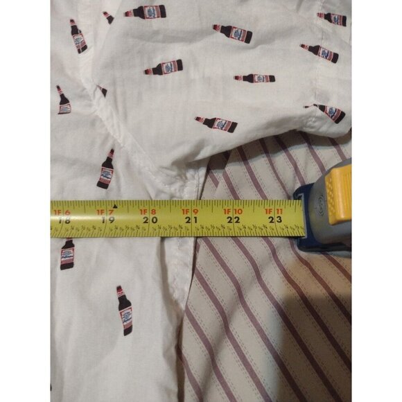 Budweiser NWT Shirt Men’s Short Sleeve White Beer Print Button Up Size Medium M - Picture 10 of 11